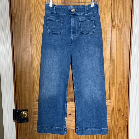 Maeve Anthropologie The Colette Crop High-Rise Wide-Leg Jeans ~ 27 - Picture 1 of 13